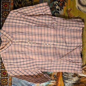 Pintucked Plaid Back Button Blouse